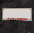 'SAR LEGEND' Stainless Steel Number Plate Surrounds (pair)