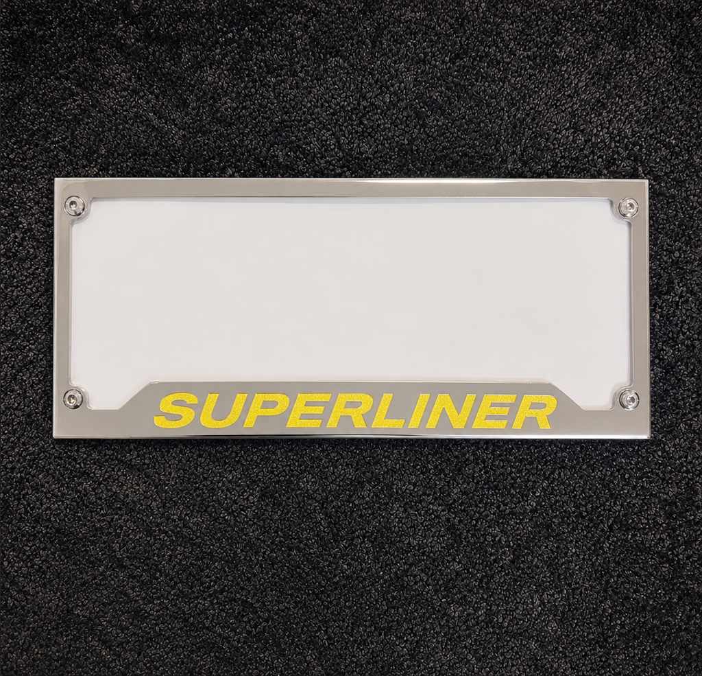 'SUPERLINER' Stainless Steel Number Plate Surrounds (pair)