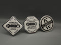 White Kenworth Motors Set with Crooked KW logo Button (3 pieces)