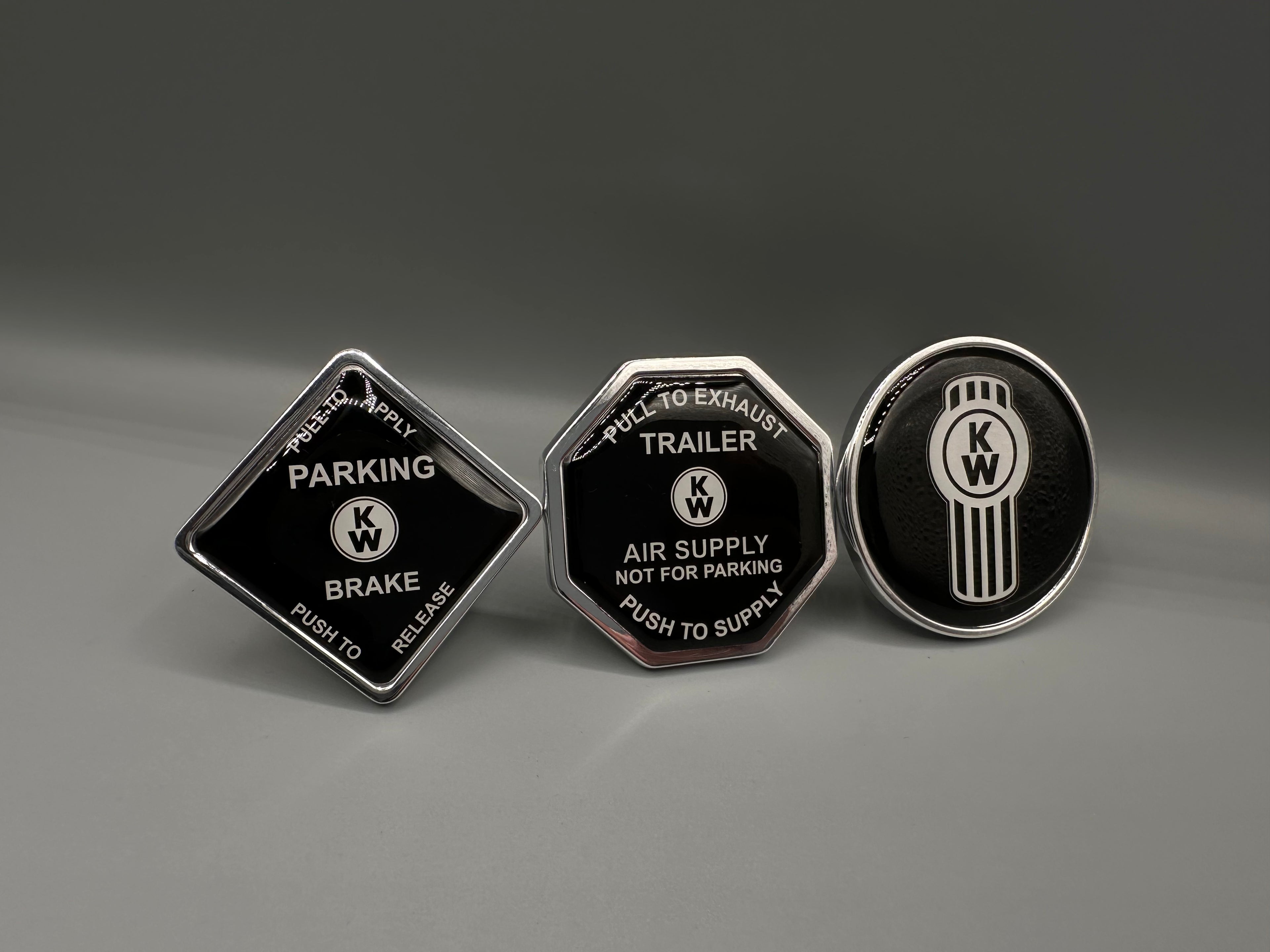 Black Traditional Kenworth Set with Traditional KW Button (3 pieces)