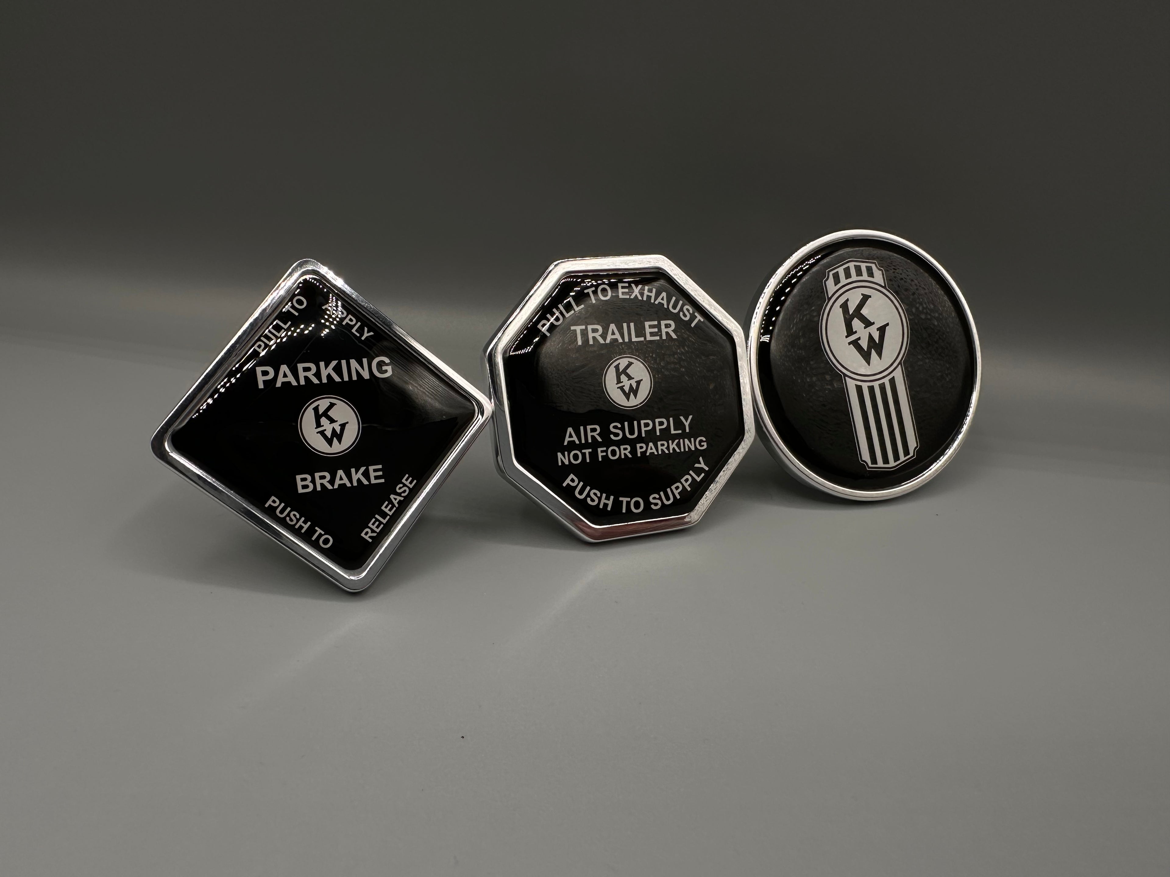 Black Crooked Kenworth Set with Crooked KW Button (3 pieces)