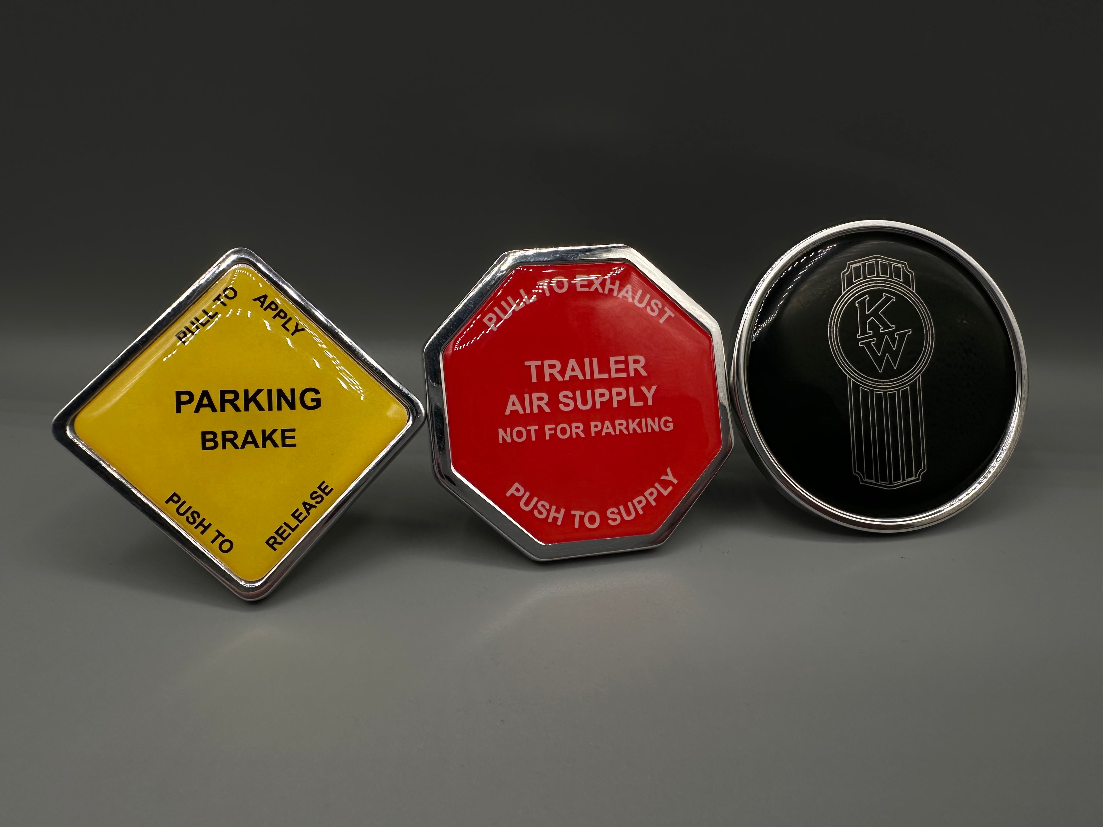 Traditional Maxi Knob Set with Crooked Kenworth Logo (3 pieces)