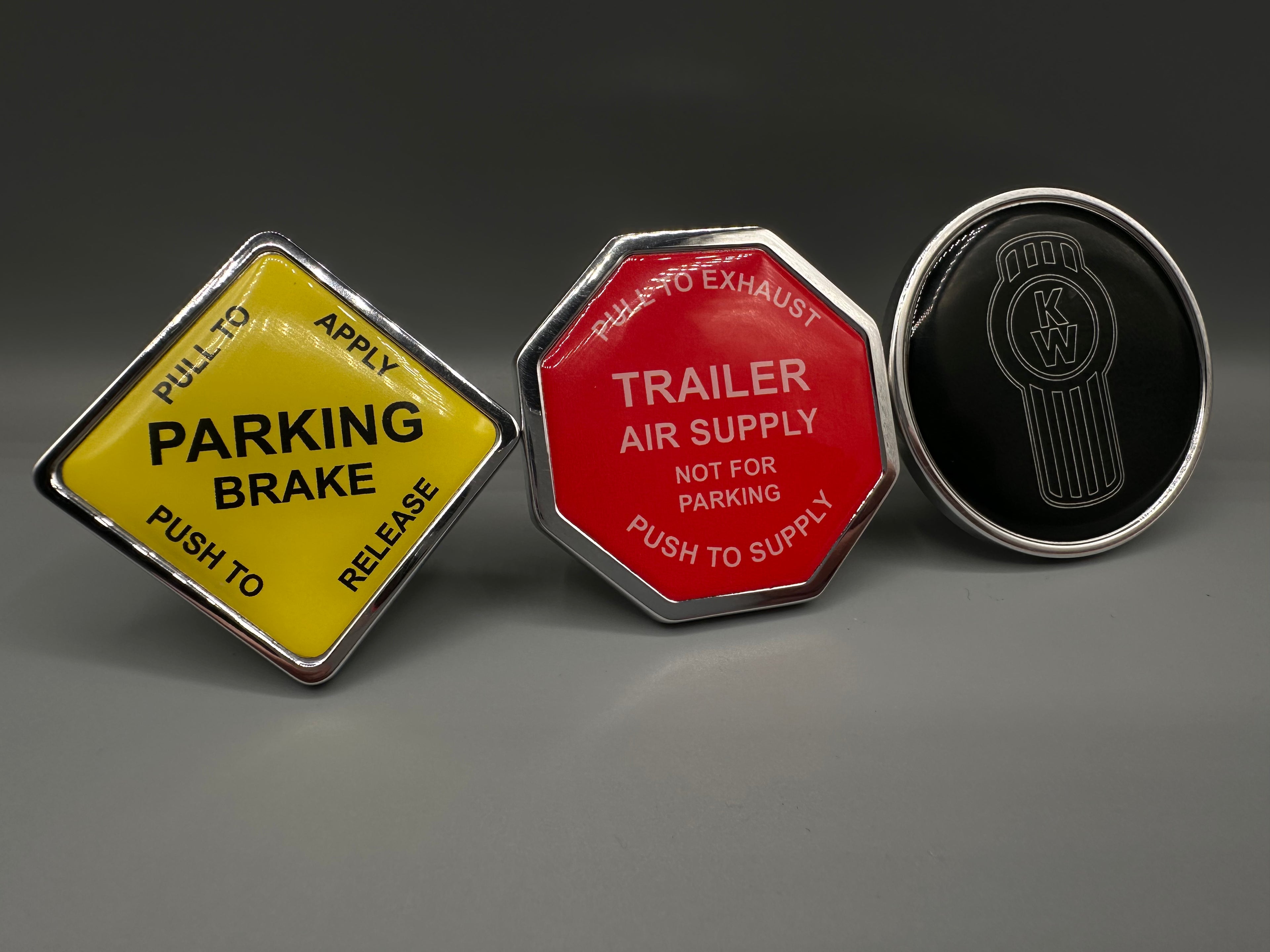 BIG TEXT Traditional Maxi Knob Set with Traditional Kenworth Logo (3 pieces)
