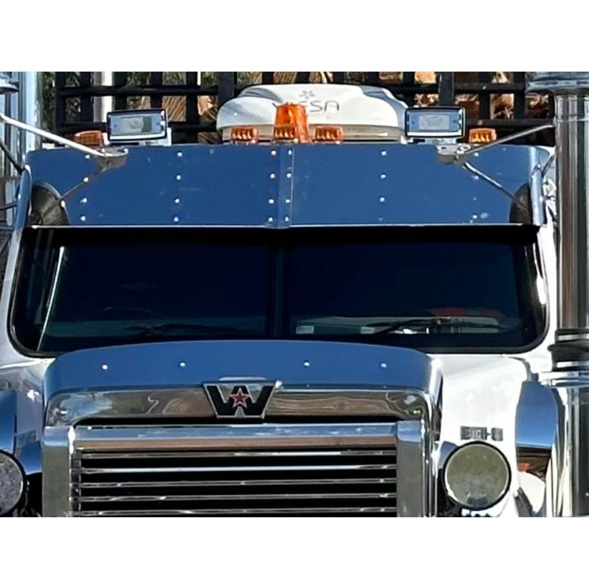 Western Star Stainless Sunvisor - 13" to suit Constellation Cab