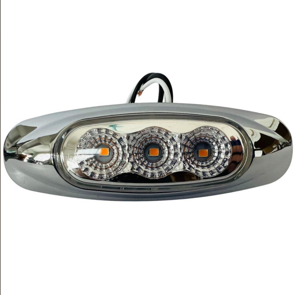Clear Lens Amber LED 3 LED Style Marker Light