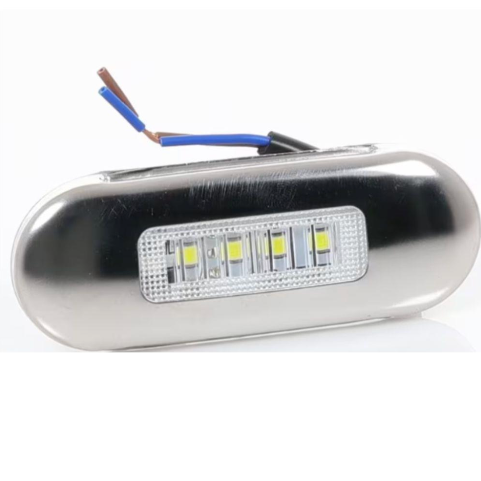 Flush Mount Clear Lens / Amber LED with Stainless Trim