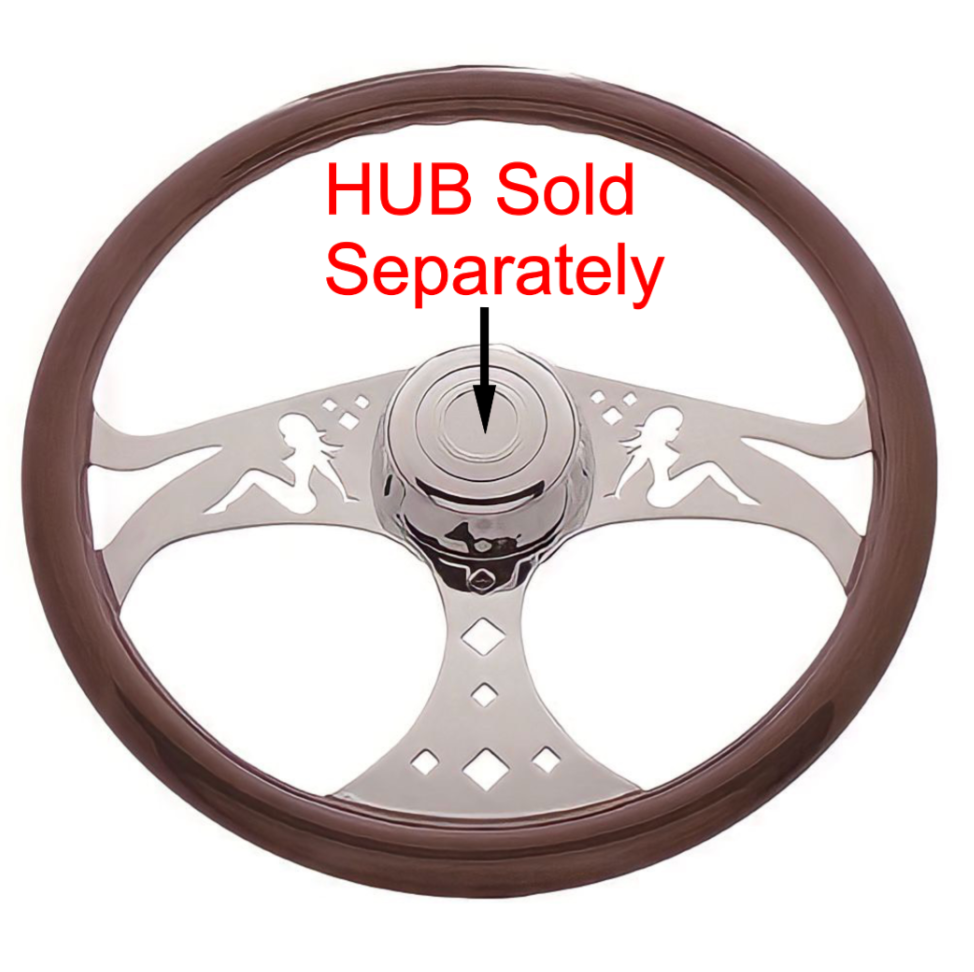 3 Spoke Steering Wheel with Chrome Girl Spokes
