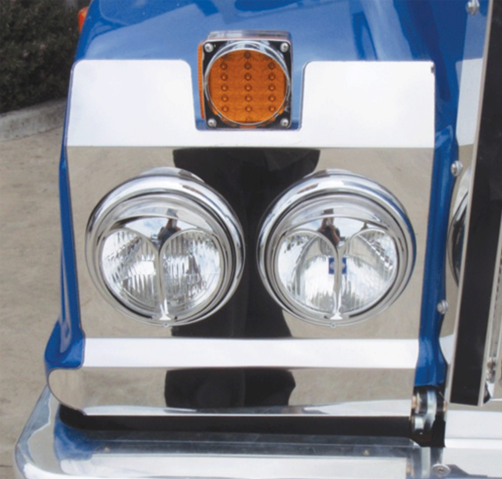 Kenworth Stainless Steel Headlight Backings Long With Cut Out (Pair)