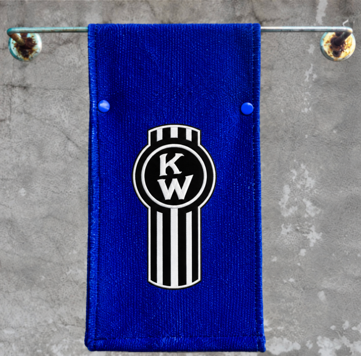 Blue Kenworth Door Hang with Black Tilted Logo