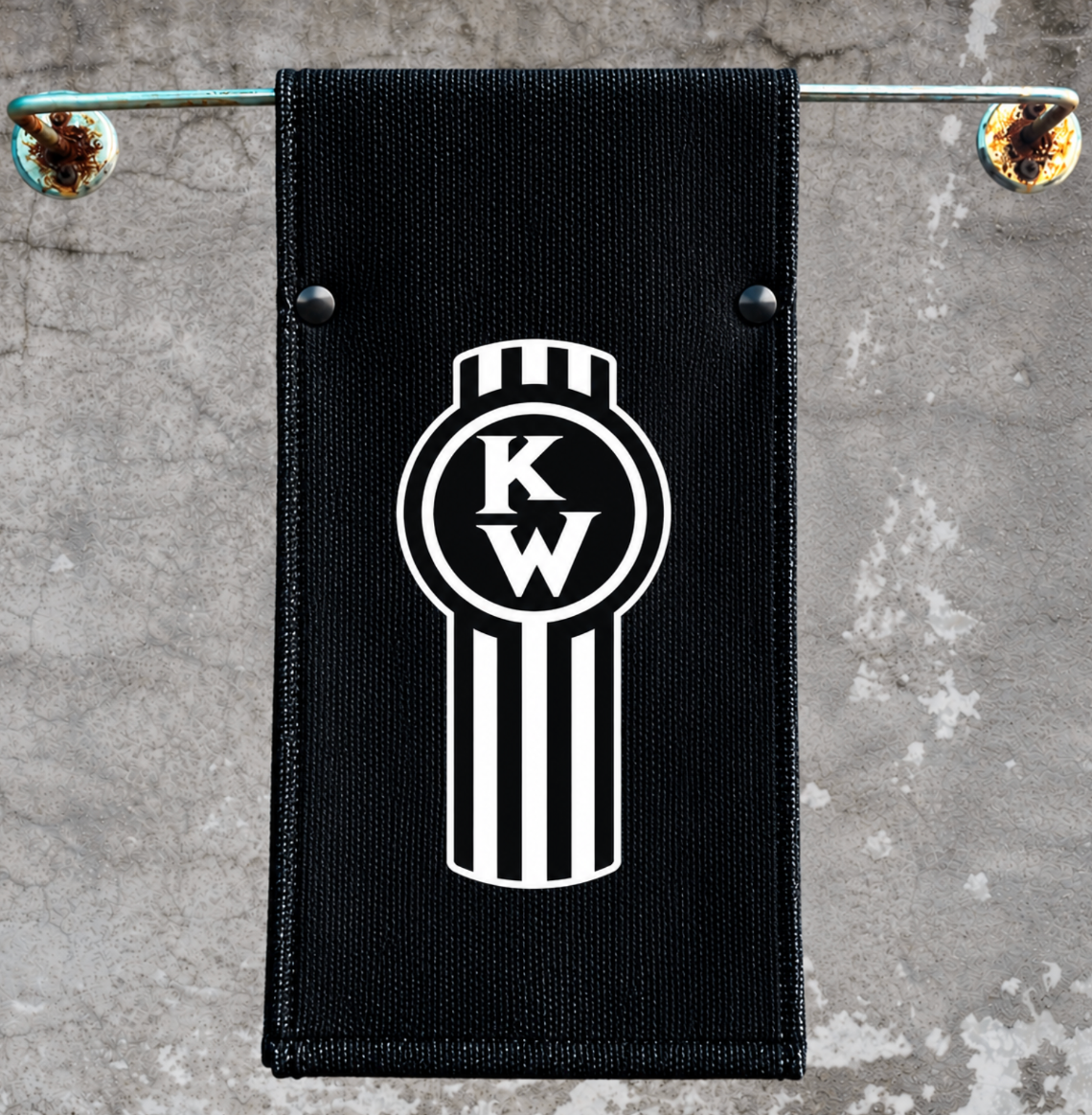 Black Kenworth Door Hang with Black Tilted Logo