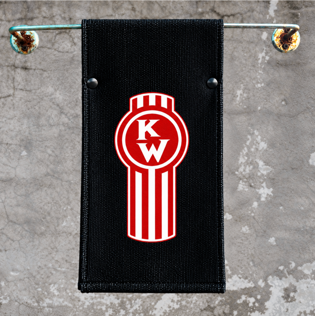 Black Kenworth Door Hang with Red Tilted Logo