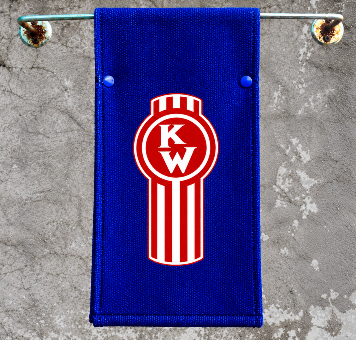 Blue Kenworth Door Hang with Red Tilted Logo