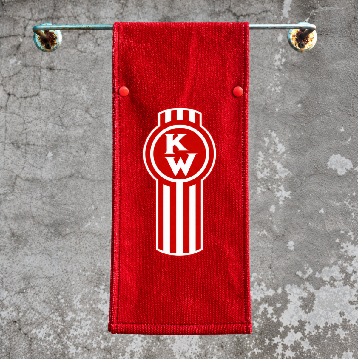 Red Kenworth Door Hang with Red Tilted Logo
