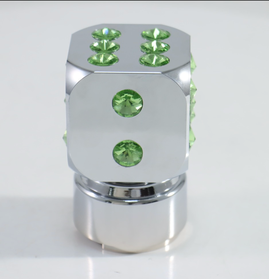 Chrome Dice with Green Dots Shifter and Adapter