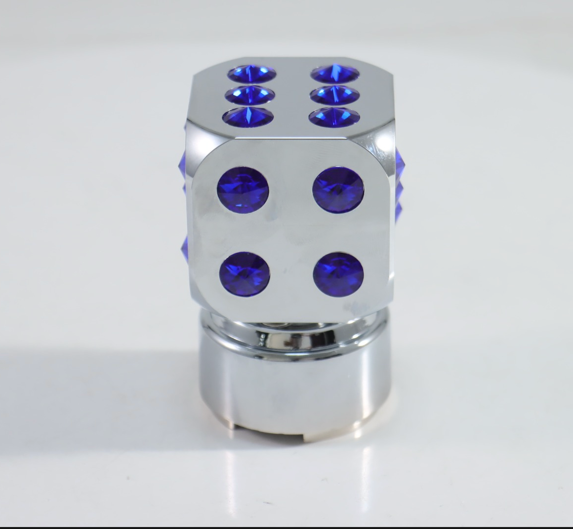 Chrome Dice with Blue Dots Shifter and Adapter