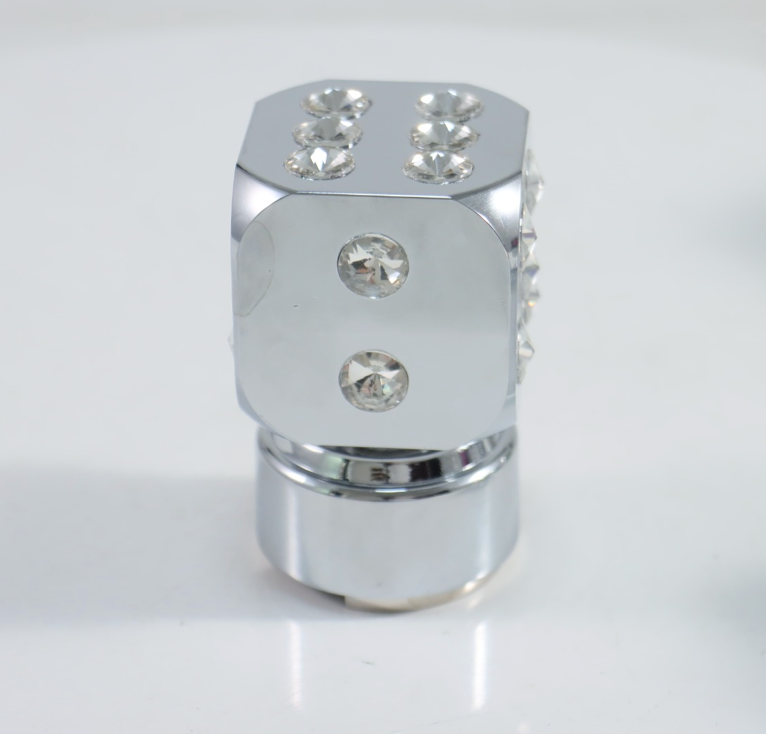 Chrome Dice with Clear Dots Shifter and Adapter