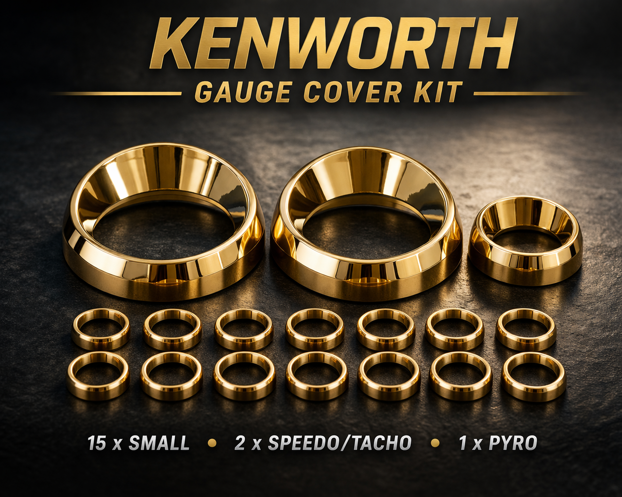 Kenworth Gauge Cover Kit - Gold