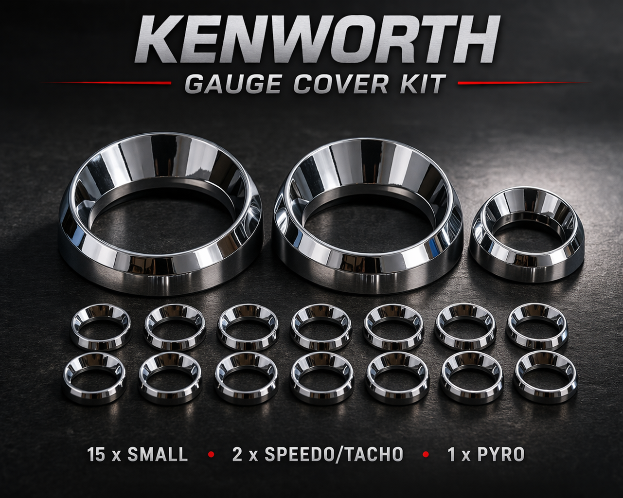 Kenworth Gauge Cover Kit - Chrome